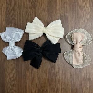 Elegant Kids Bow Set - Black, White, Cream, Silver